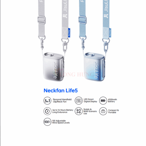 Quạt mini tích điện đeo cổ Jisulife Neckfan Life5 4500mAh - Hàng chính hãng