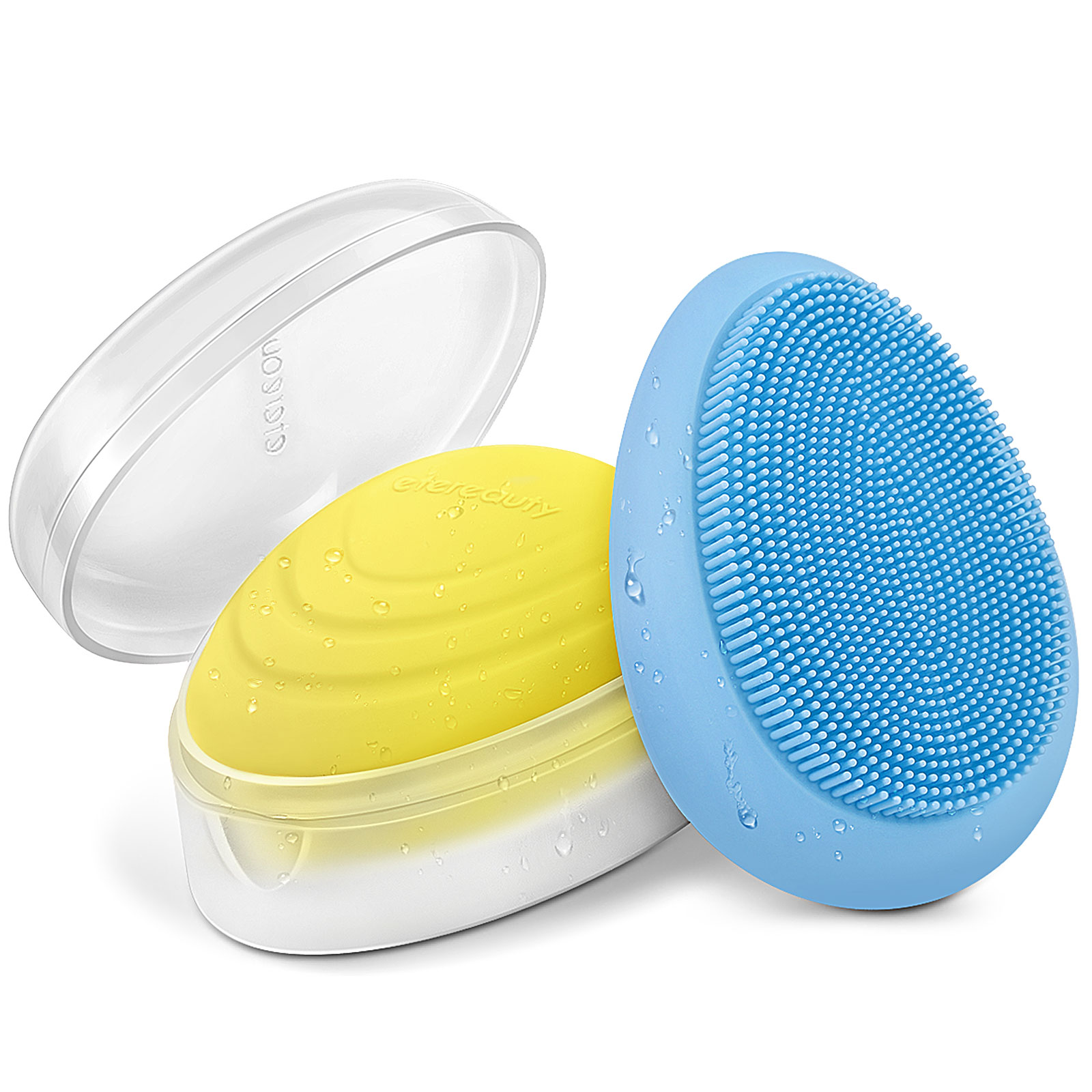 ETEREAUTY 2 Chiếc Ốp Làm Sạch Da Mặt Bàn Chải Mát Xa Bàn Chải Rửa Mặt Máy Massage Có Ngăn Chứa Đồ