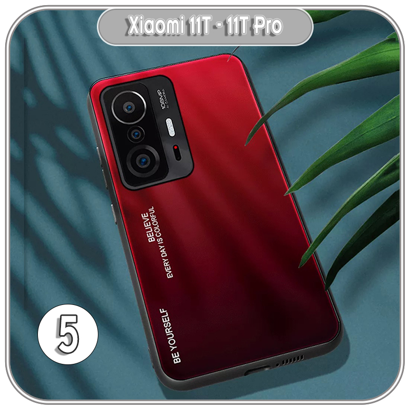 Ốp lưng cho Xiaomi 11T - 11T Pro gương cứng 2 màu Gradient Ver 2 , viền TPU dẻo đen