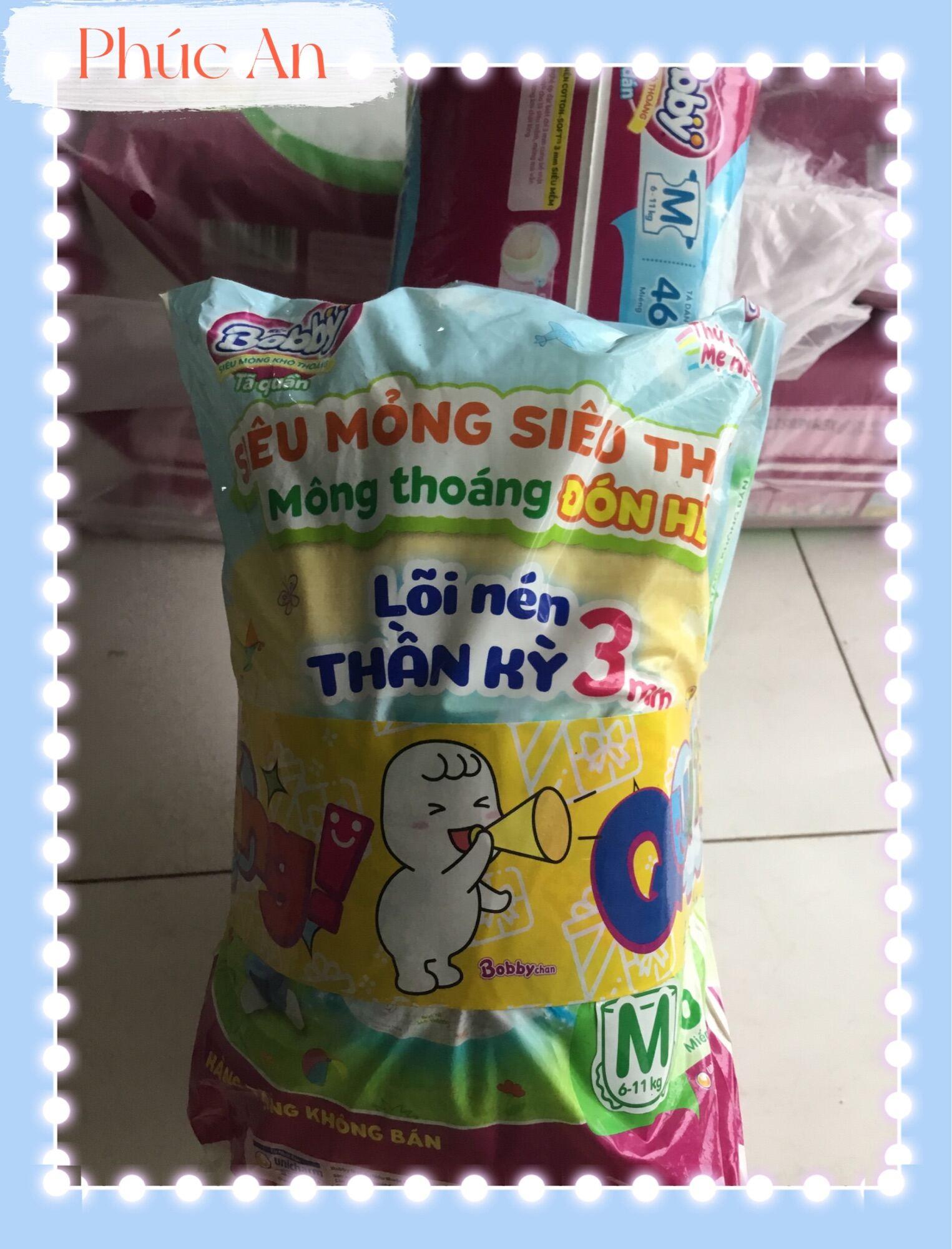 Tặng 6 miếng | Tã Dán Trẻ Em Bobby Size M 46 Miếng ( M46 Cho Bé 6 Đến 11 Kg) Êm Mềm Khô Thoáng - Bỉm Dán Bobby Size M