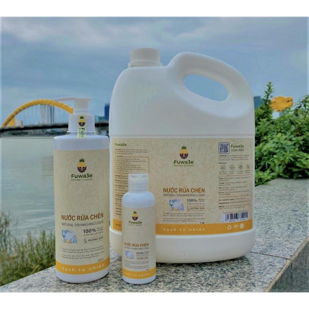 Nước rửa chén thiên nhiên Fuwa3e organic Enzyme sinh học từ dứa và bồ hòn an toàn cho bé bảo vệ da tay 500ml