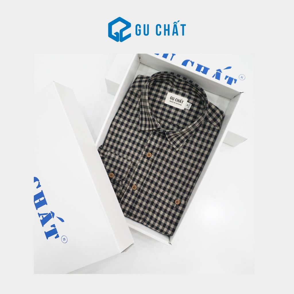 Áo Sơ Mi Dài Tay Caro GU CHẤT, Vải Cotton Siêu Thoáng Thời Trang Nam Cao Cấp GUSM15C