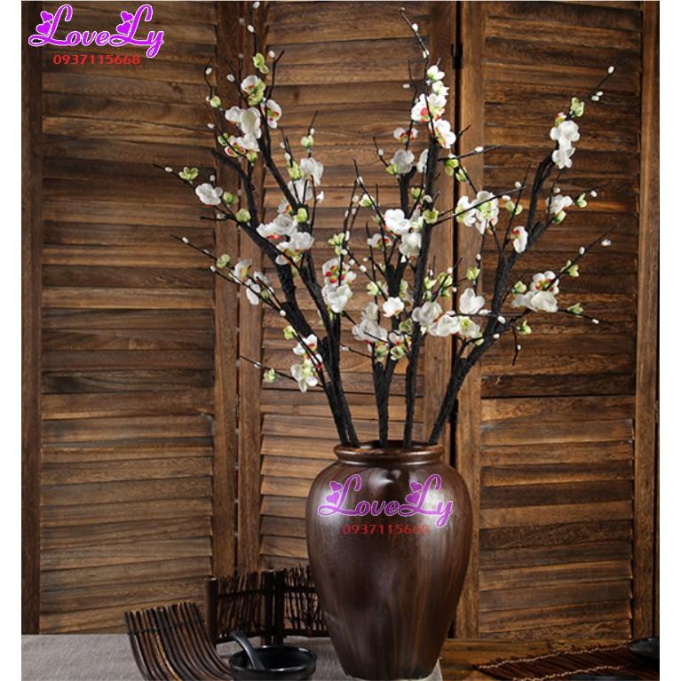 Hoa giả - Cành hoa đào nhật thân lớn trang trí nghệ thuật dài 96cm