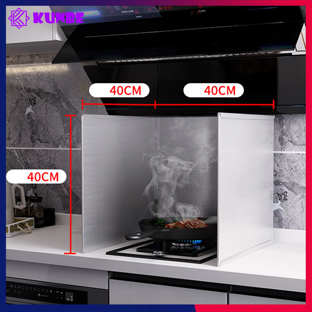Tấm Chắn Gió Bếp Chống Văng Dầu Mỡ Kunbe Chất Liệu Inox 304 Chắc Chắn Bền Đẹp, Chắn Gió Hiệu Quả - Bếp Đơn Cao 40 Cm - Bo Viền Kim Loại