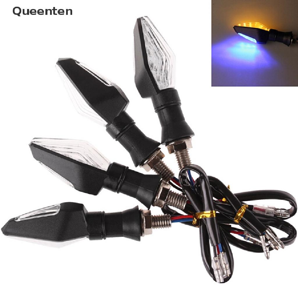 Queenten 12LED Amber+Blue Motorcycle Turn Signal Indicator Light Blinker Universal QT