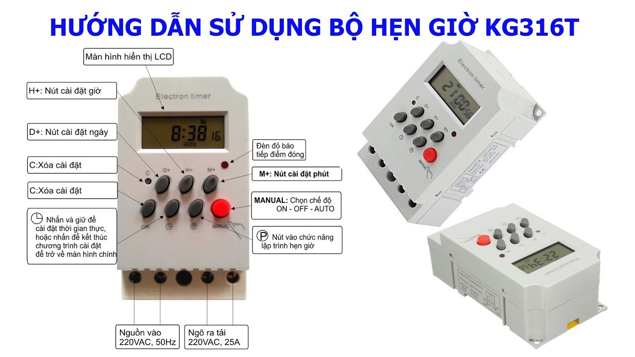 Bộ tưới cây tự động  gồm Van điện từ phi 21+ hẹn giờ KG316T