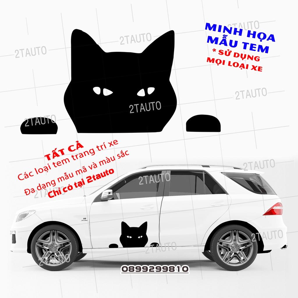 Tem decal HÌNH CON MÈO dán xe nhiều kích thước, chống thấm nước, logo CHÚ MÈO dán trang trí ô tô xe hơi - MẪU 4