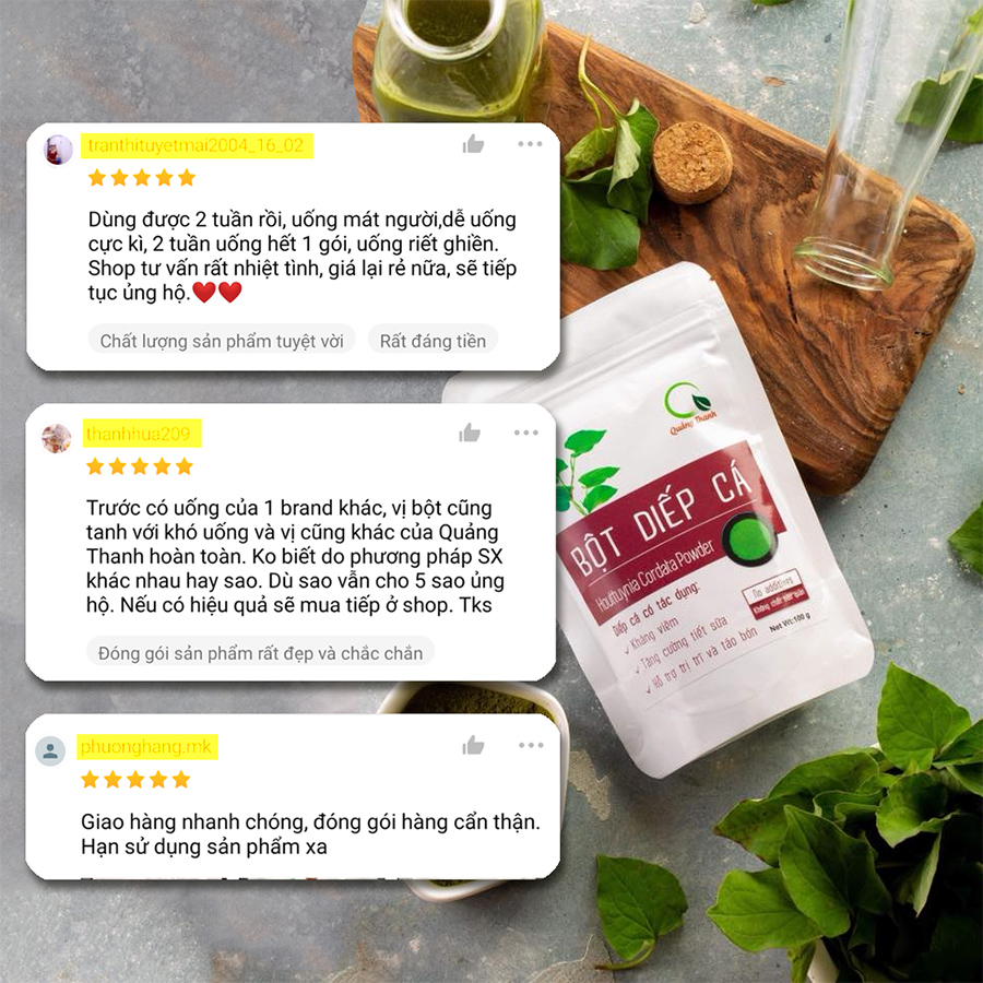 Combo 3 gói Bột Rau Sức Khỏe Quảng Thanh - Quà tặng ý nghĩa cho gia đình - Diếp cá 100g,Rau má 100g,Cần tây 50g