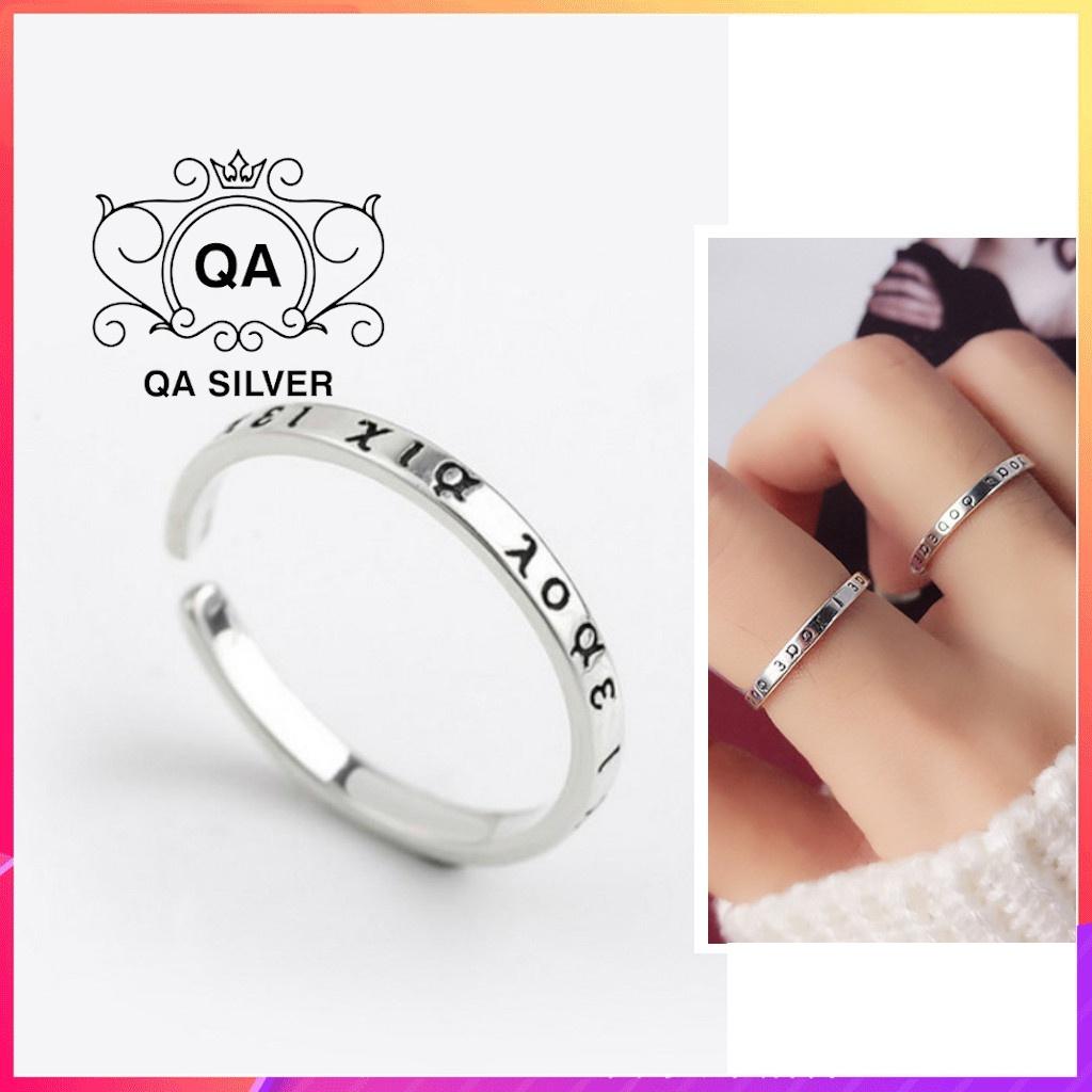 Nhẫn bạc 925 khắc chữ Hy Lạp cổ nhẫn nam nữ S925 LETTER Silver Ring RI220701