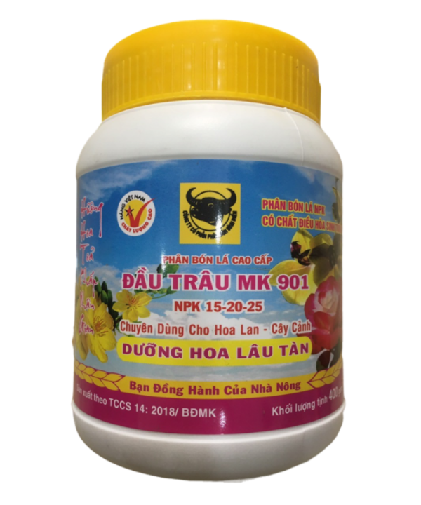 Phân bón đầu trâu MK 901 NPK chuyên cho Lan và hoa kiểng giúp ra nhiều hoa đẹp lâu tàn