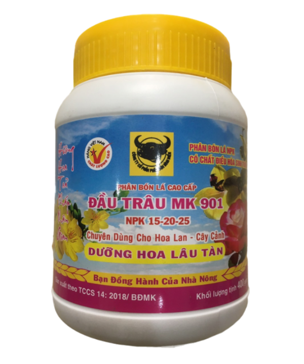 Phân bón đầu trâu MK 901 NPK chuyên cho Lan và hoa kiểng giúp ra nhiều hoa đẹp lâu tàn (400g)