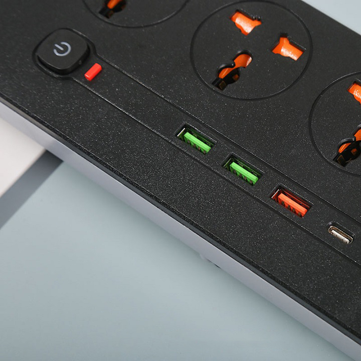 Ổ cắm điện đa năng POWER T20, ổ điện thông minh 3 cổng USB 1 type c sạc nhanh 4 ổ cắm điện chống cháy nổ an toàn cho trẻ