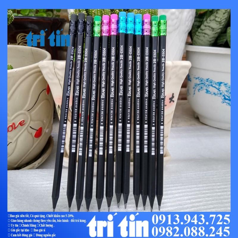Bút chì gỗ đen 2B có tẩy ERAS E602