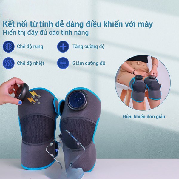 Máy massage đầu gối,khuỷ tay,vai,đai matxa đầu gối rung,nén nóng khí giúp thư giãn giảm đau hiệu quả các khớp