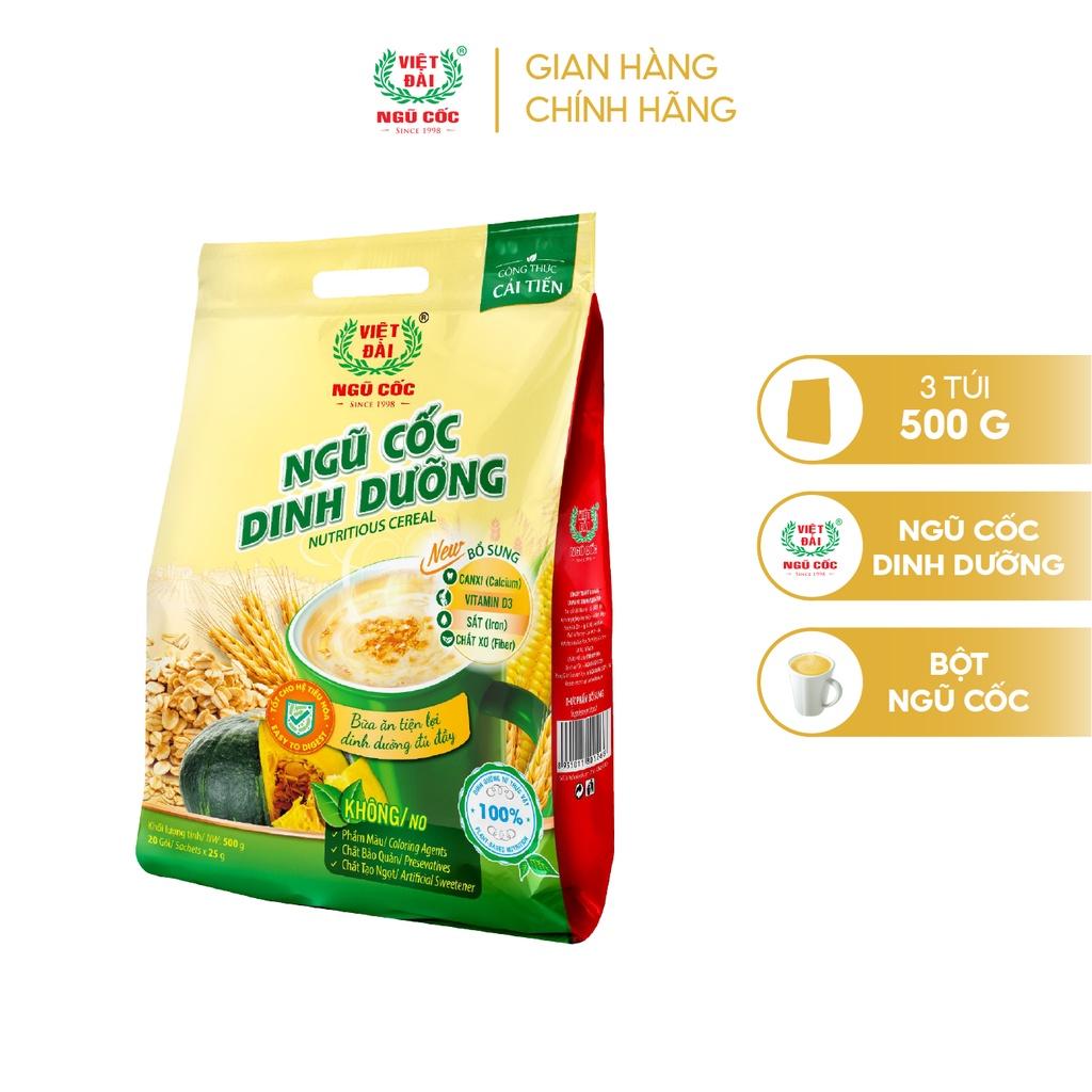 Combo 3 Bột Ngũ Cốc Dinh Dưỡng VIỆT ĐÀI Bổ Sung Các Chất Dinh Dưỡng Cần Thiết Cho Cơ Thể Túi 500g