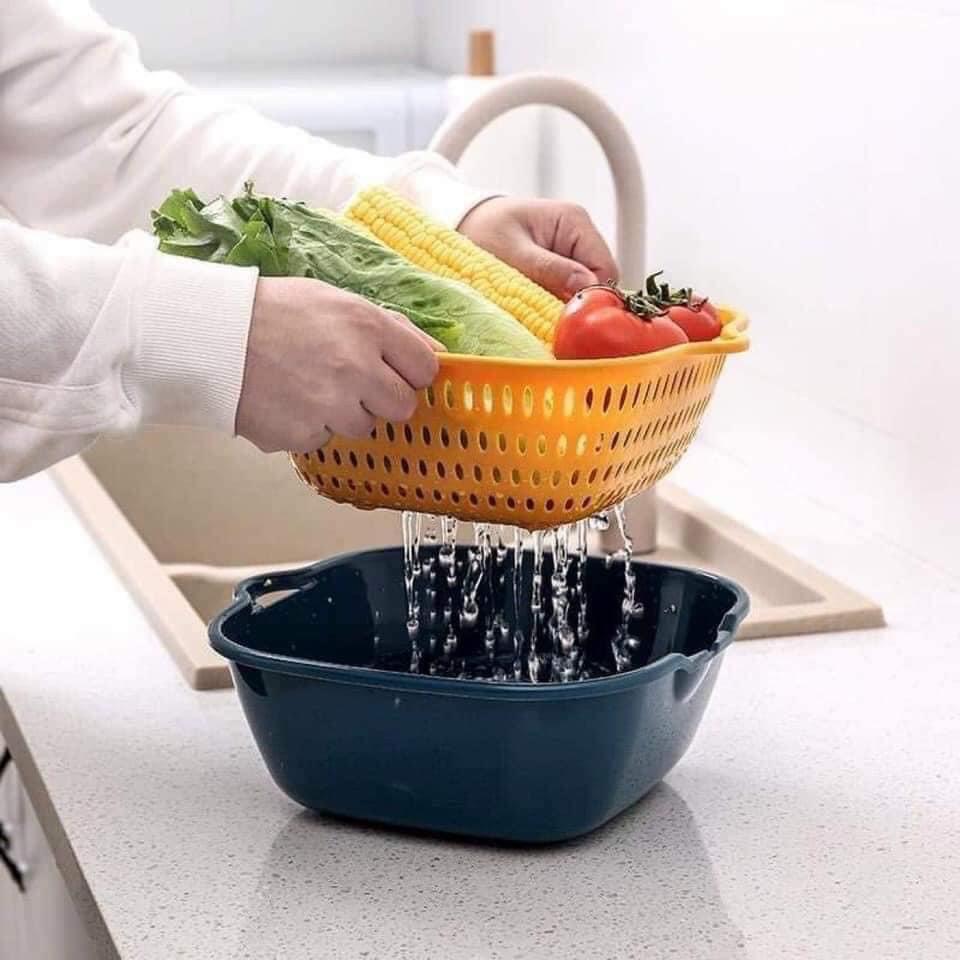 Set 6 Món Rổ Kèm Chậu Đựng Đồ Đa Năng Chất Liệu Nhựa Cao Cấp