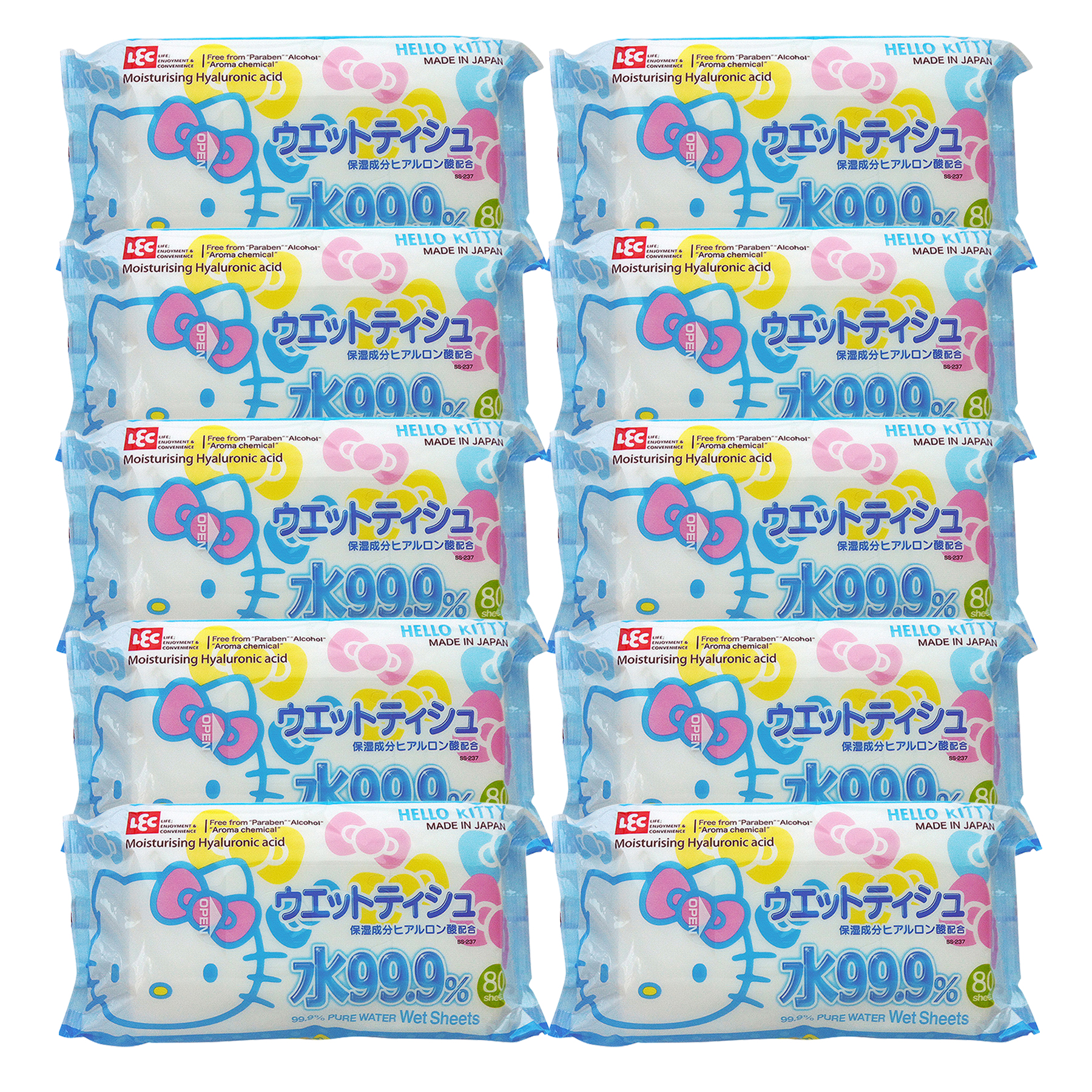 Combo 10 Khăn Ướt Nhật LEC SS232 Hello Kitty 80 Tờ