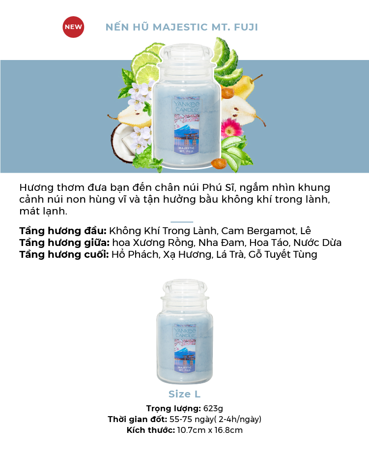 Nến hũ Yankee Candle size L - Majestic Mt. Fuji (623g)