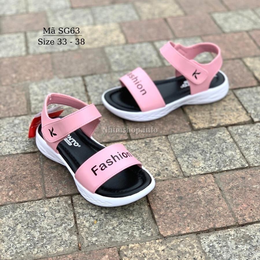 Dép sandal bé gái KENTO siêu nhẹ chống trơn quai ngang hồng thời trang cho trẻ em nữ 8 9 10 12 tuổi đi học đi biển SG63