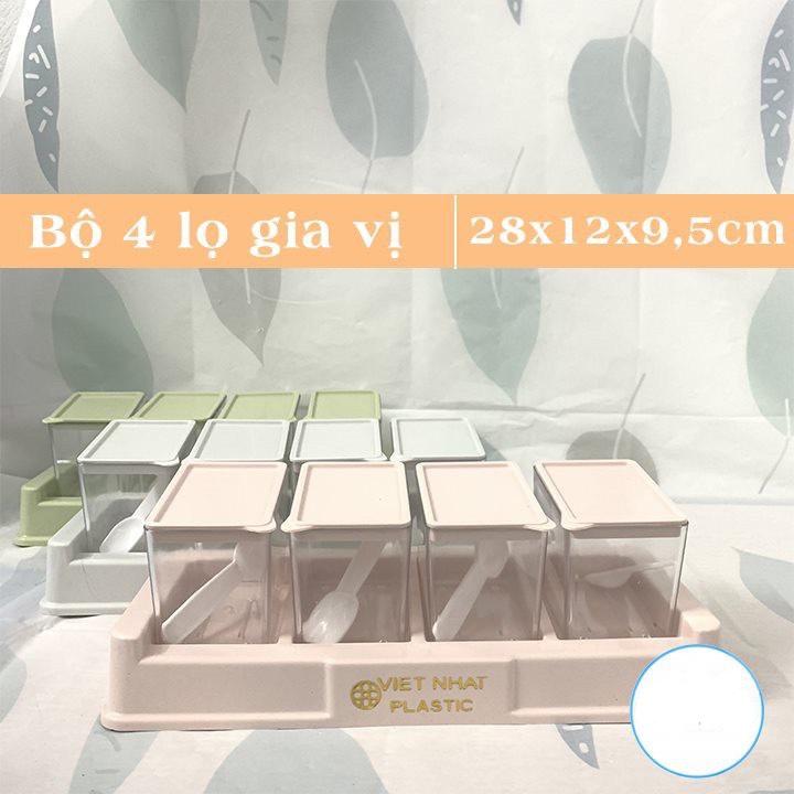 Bộ 4 lọ đựng gia vị có thìa Việt Nhật -Hũ đựng gia vị có nắp đậy tiện dụng bền đẹp TNX 2939