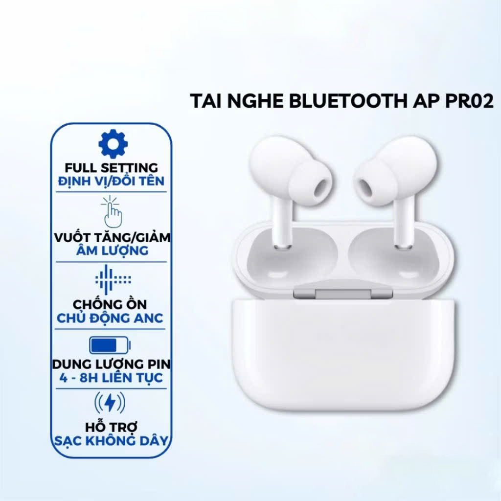 Tai Nghe Bluetooth Pro2 Không Dây định vị khử tiếng ồn ANC PIN TRÂU bass căng tự kết nối Fullbox phụ kiện đủ tính năng đàm thoại 2 chiều - HÀNG CHÍNH HÃNG