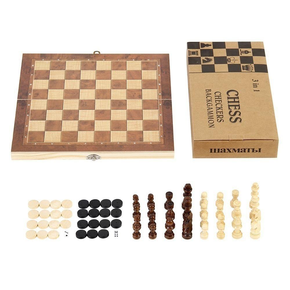 Bộ Đồ Chơi Cờ Vua Trí Tuệ 3 Trong 1 Bằng Gỗ Kiểu Dáng Sang Trọng Folding Chess Board