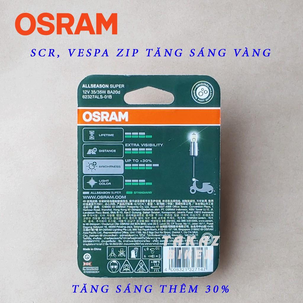 Bóng đèn HALOGEN OSRAM SCR - Vespa Zip - Tăng Sáng + 30% Vàng Phá Sương nhập khẩu