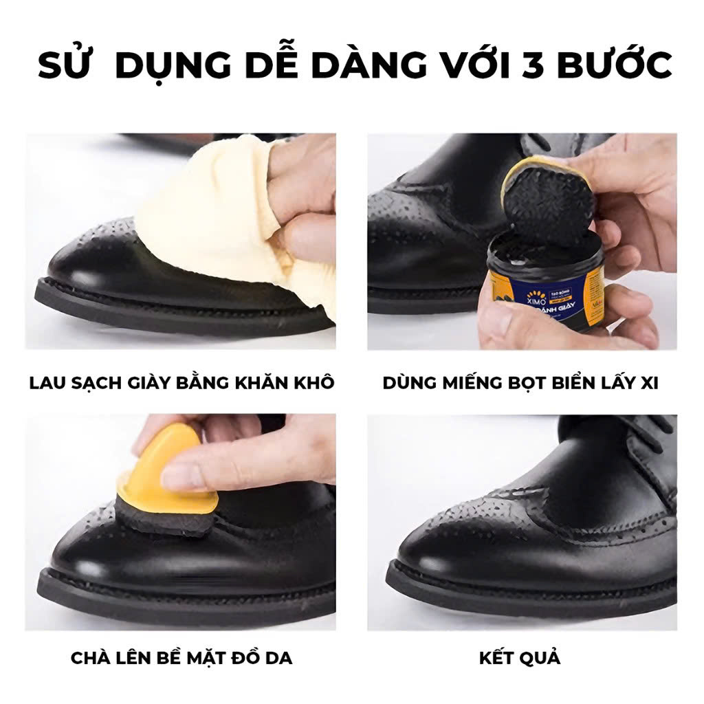 Xi Đánh Bóng Giày Da Làm Bóng Nhanh Đồ Da, Xi Kem Dưỡng Da Có Đầu Mút Hỗ Trợ MÀU ĐEN 1 HỘP