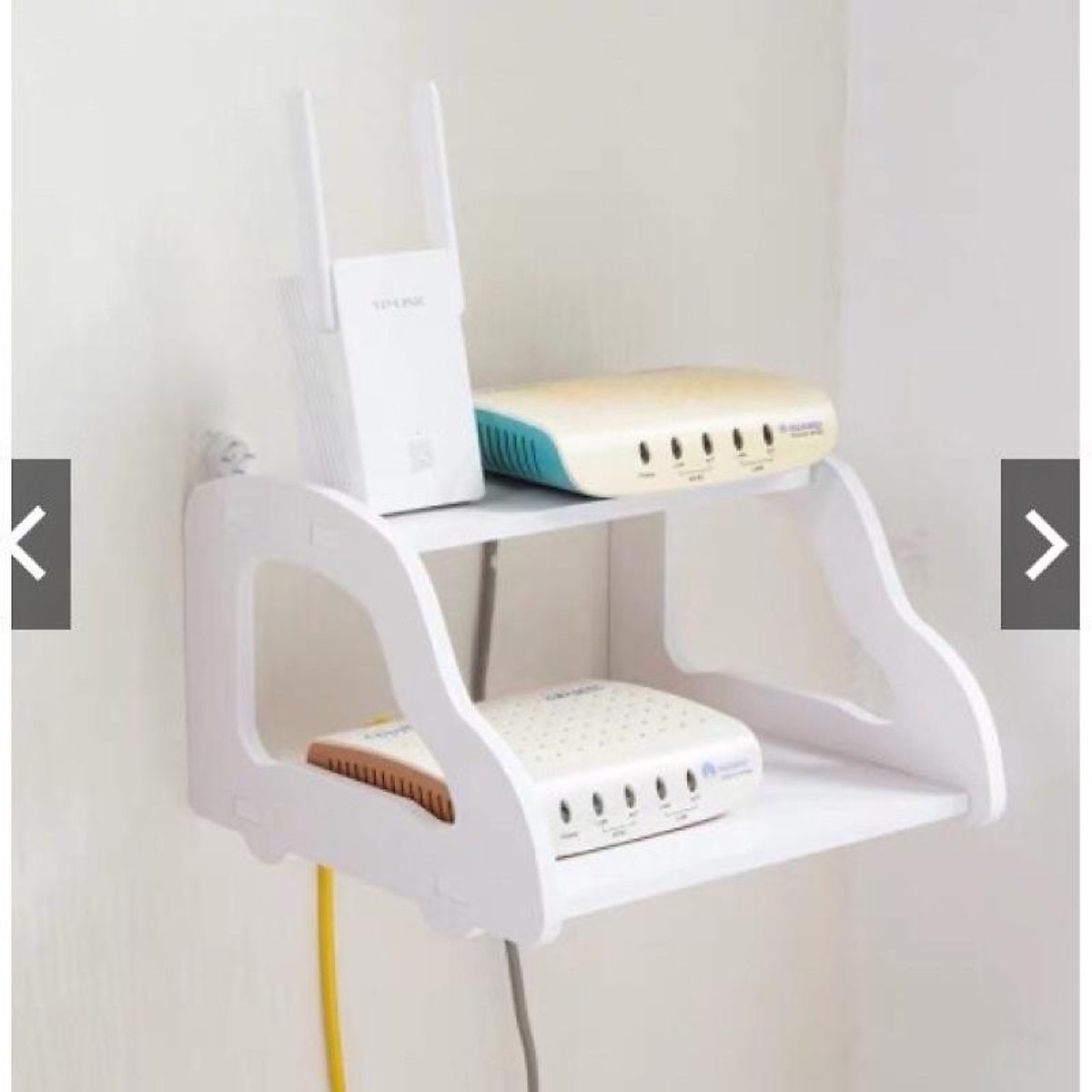 Kệ trang trí mini gắn tường 2 tầng đựng wifi, đầu thu,.... nhỏ gọn tiện dụng - Henrysa