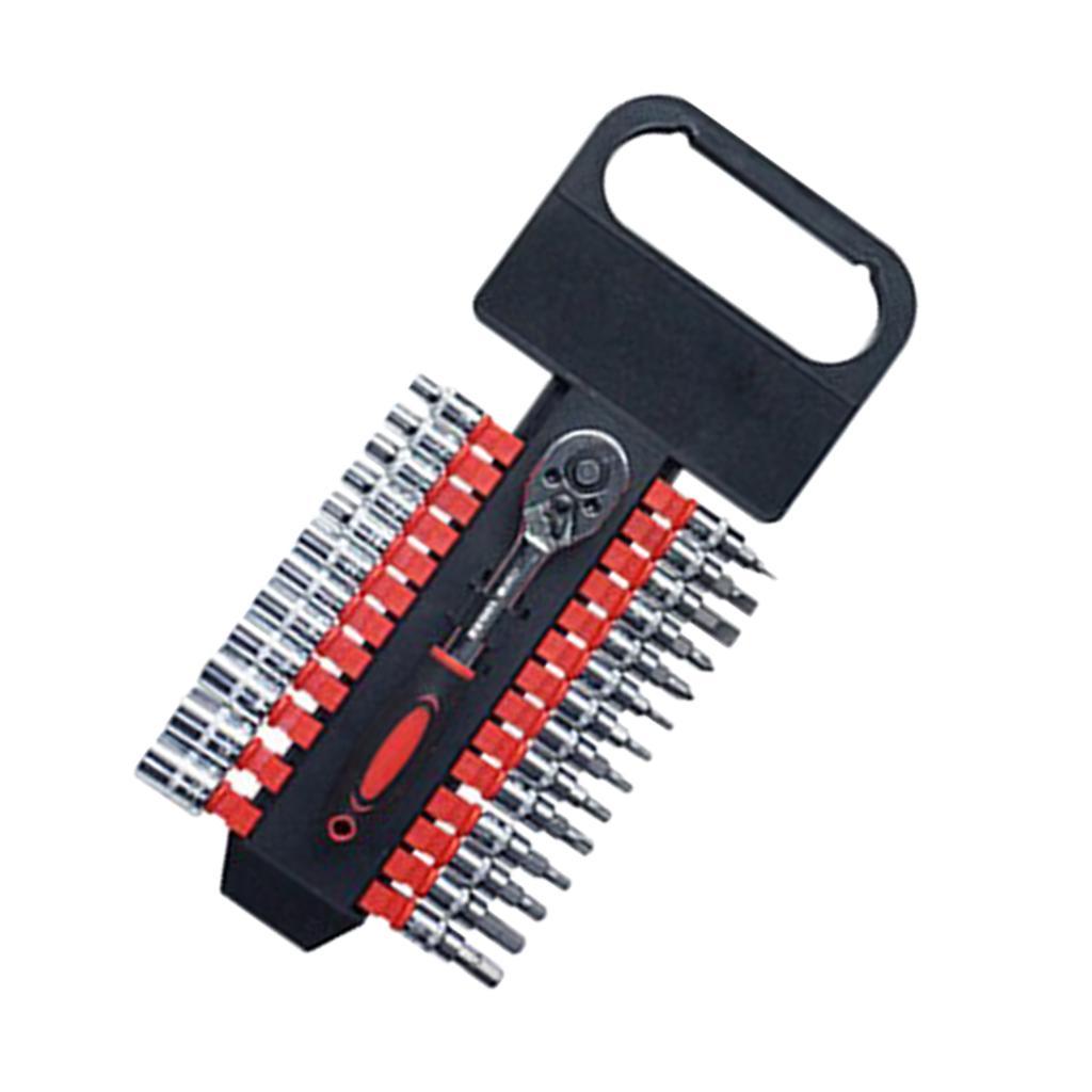 Ratcheting Socket Wrench Set - Quick Release Reversible Ratchet - Motor Repair Tools Combination Suit