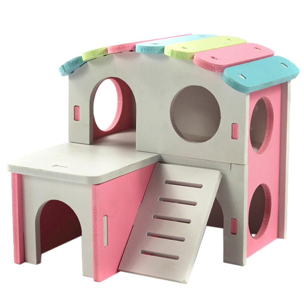Hamster Hedgehog Mouse Guinea Pig Bed House Cage Ladder Exercise Toy Pink