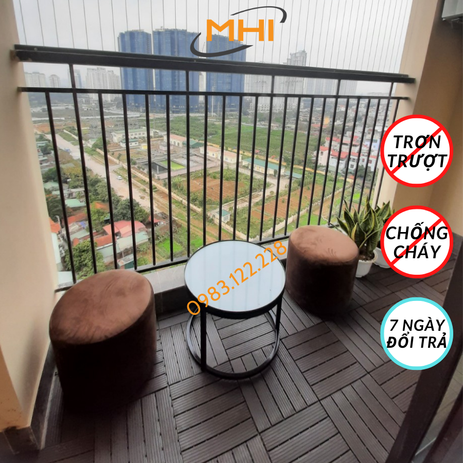 Thảm lát sàn uPVC cao cấp MHI-ECO, Tấm nhựa trải sàn trang trí ban công / sân vườn / sân thượng; lót sàn chống trơn trượt nhà tắm / bể bơi - Hàng Việt Nam chất lượng cao