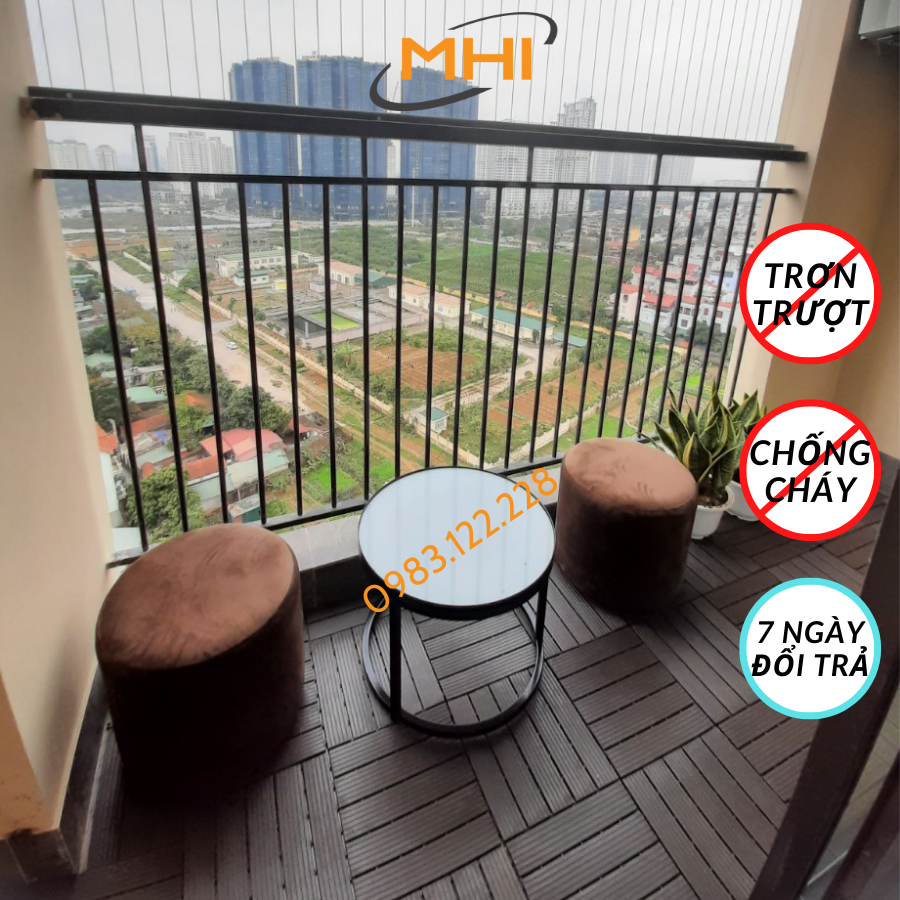 [COMBO 11] Thảm lát sàn uPVC cao cấp MHI-ECO, Tấm nhựa trải sàn trang trí ban công / sân vườn / sân thượng; lót sàn chống trơn trượt nhà tắm / bể bơi - Hàng Việt Nam chất lượng cao