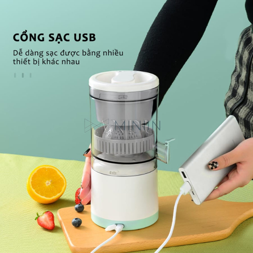 Máy Vắt Cam Đa Năng, Máy Ép Cam Tự Động, Máy Ép Hoa Quả Không Dây Sử Dụng Sạc USB Tiện Lợi -Loại 1 - Hàng Chính Hãng MINIIN