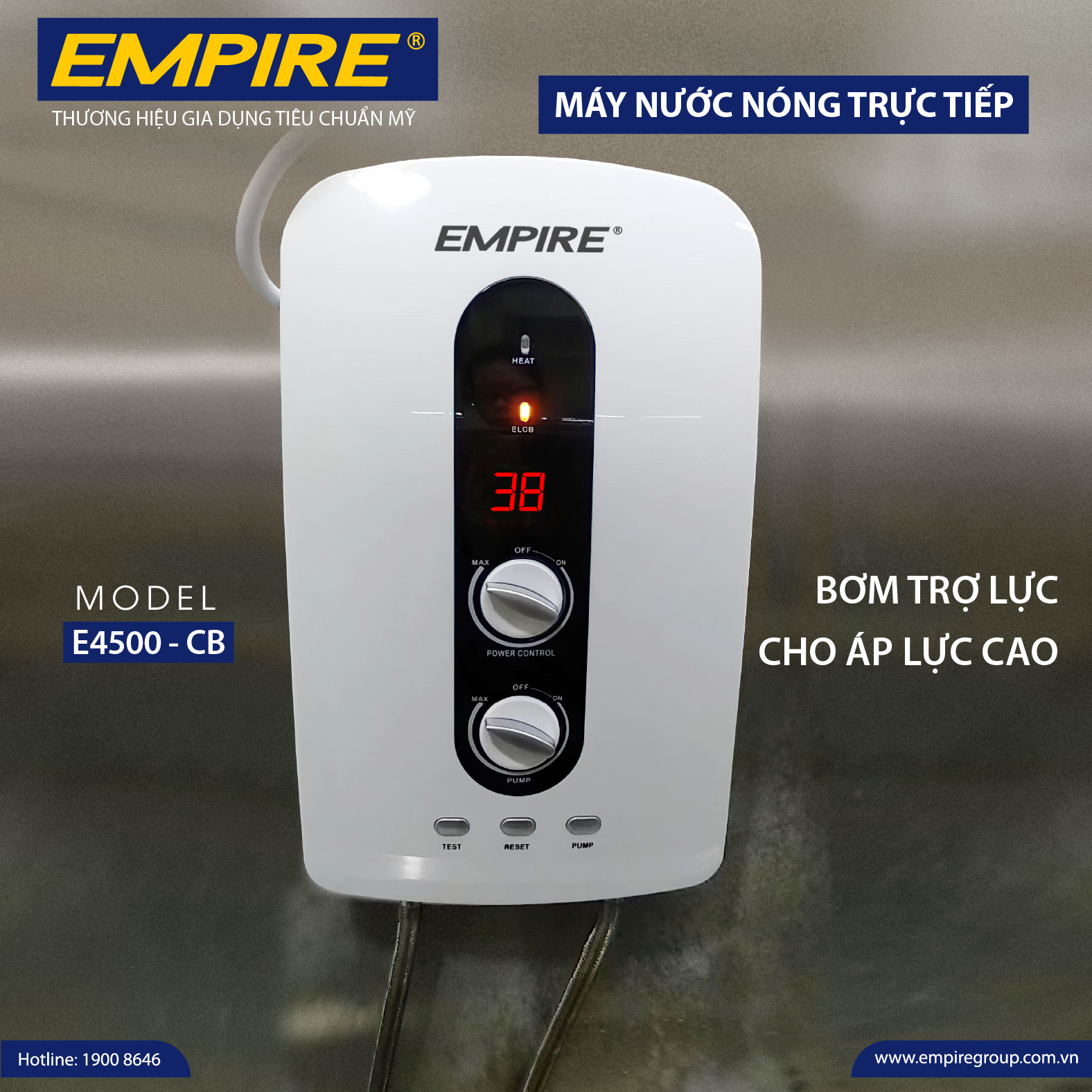 Máy nước nóng trực tiếp EMPIRE- HÀNG CHÍNH HÃNG.