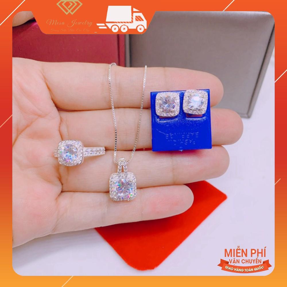 BỘ TRANG SỨC NỮ BẠC TA - BỘ ĐÁ VUÔNG