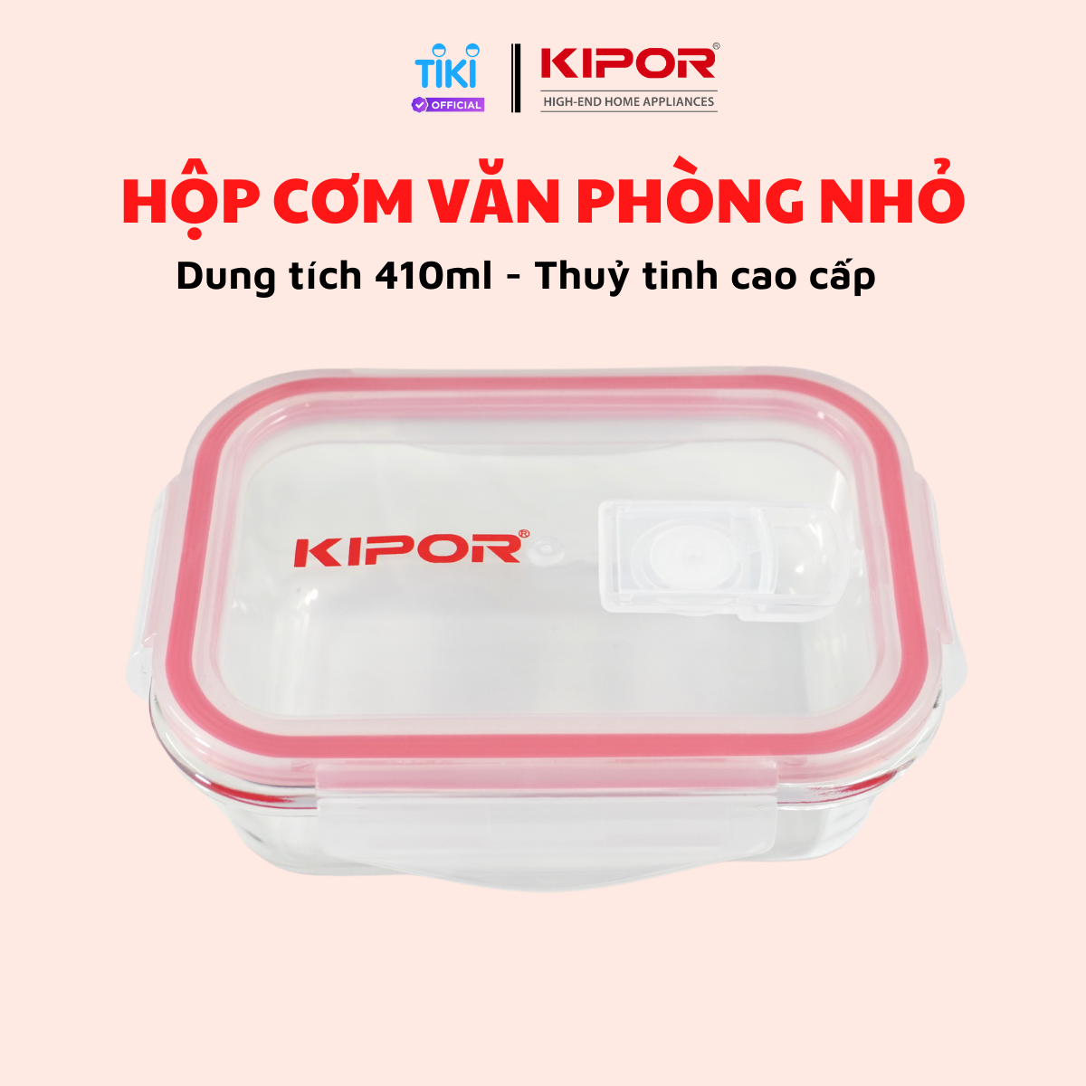 Hộp cơm văn phòng KIPOR KP-G154 - Thuỷ tinh cao cấp, dùng được trong lò vi sóng - Nhỏ gọn, tiện lợi - Hàng chính hãng