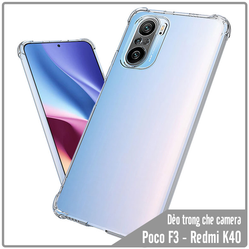 Ốp lưng 4 góc chống sốc cho Xiaomi Poco F3 - Redmi K40 Trong Suốt Che Camera