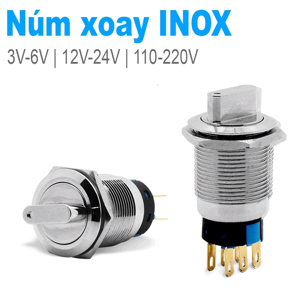 Núm công tắc xoay Tự khóa 16mm, 19mm, 22mm (3V-24V, 110-220V)