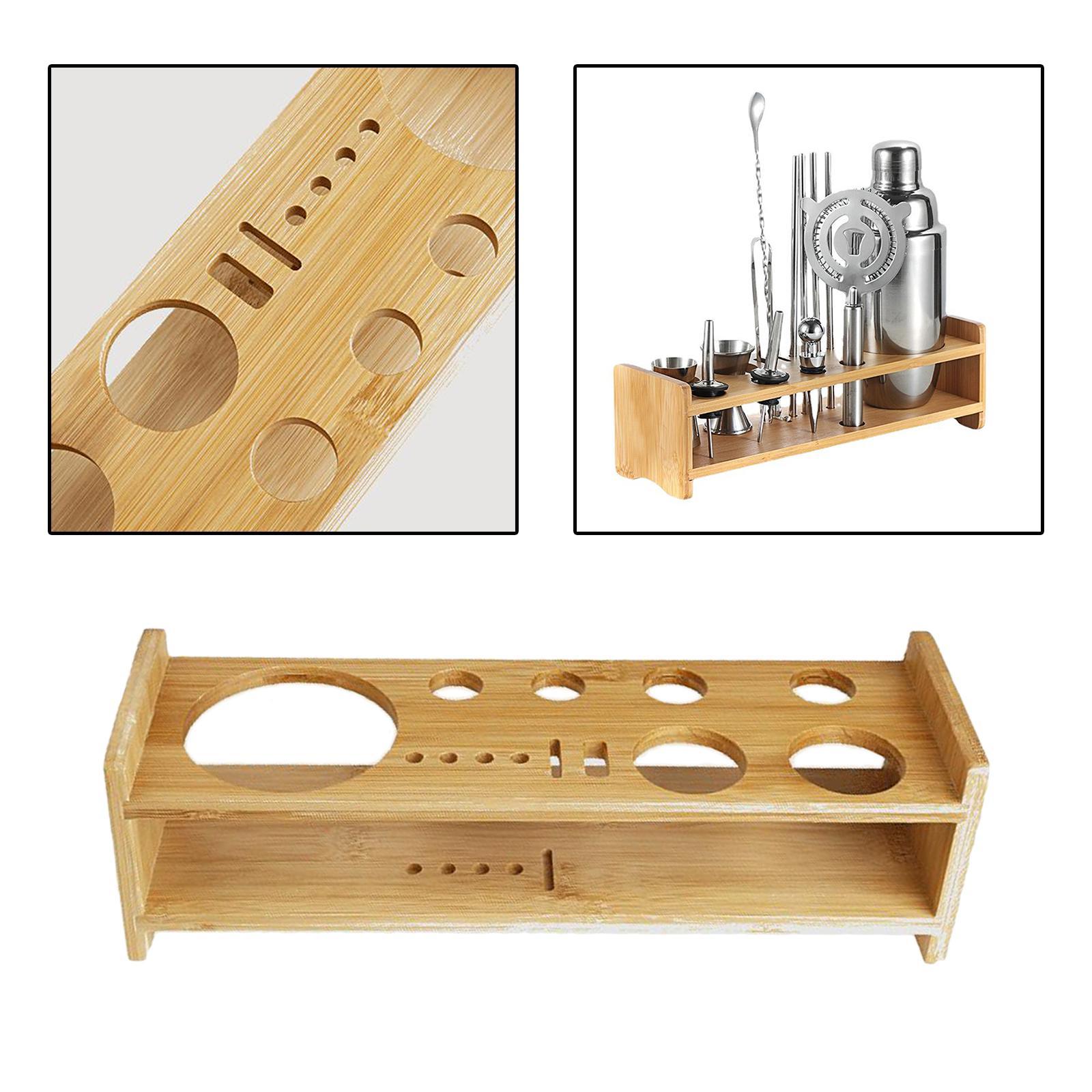 Cocktail Bartending Set Wooden Stand Bartender Kits Stand for Home Beginners