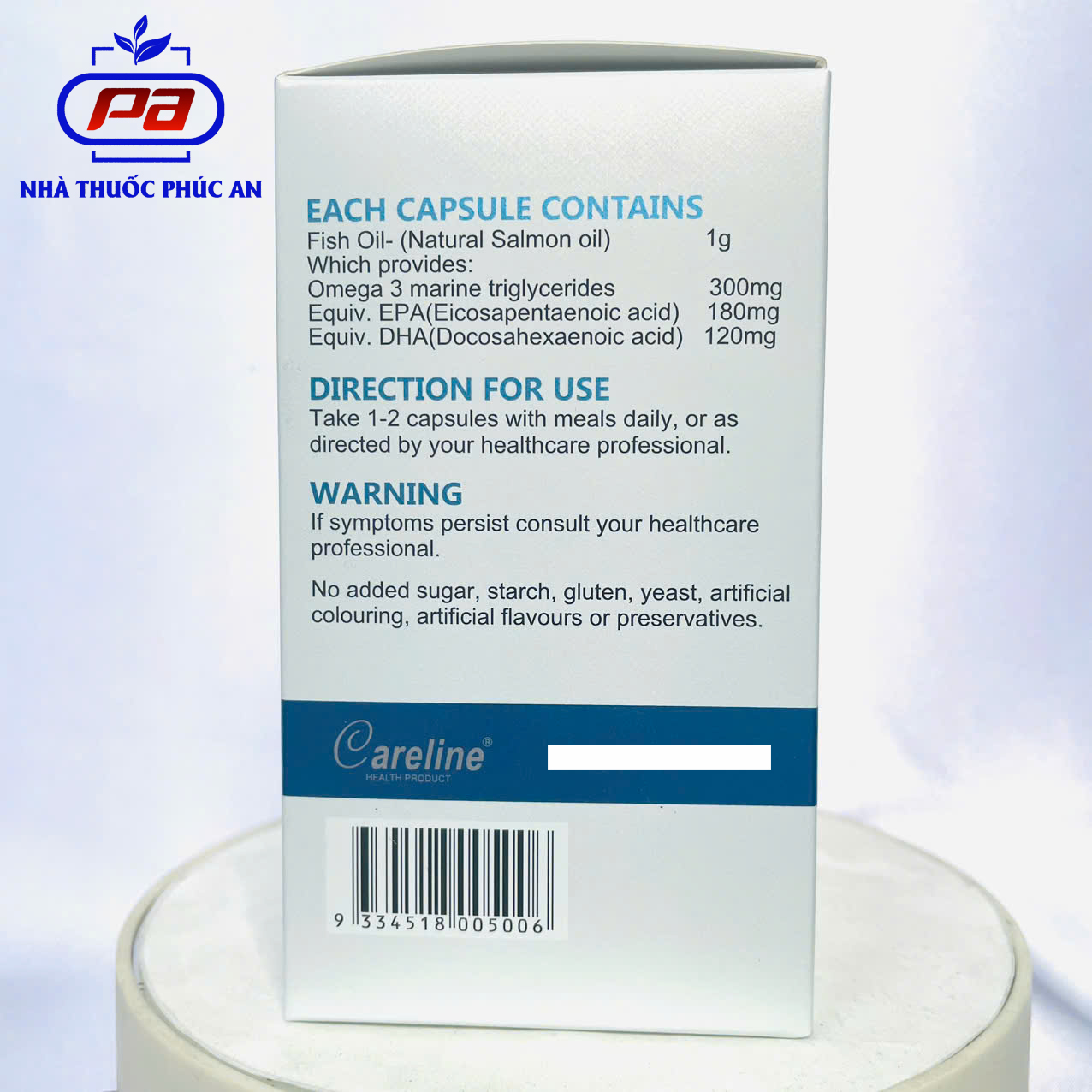 Viên dầu cá bổ sung DHA EPA cho bầu Careline Fish Oil 100 viên phát triển trí não thị giác thai nhi