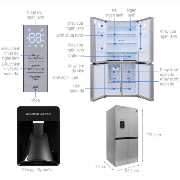 Tủ Lạnh Samsung Inverter 488L RF48A4010M9/SV - Hàng Chính Hãng