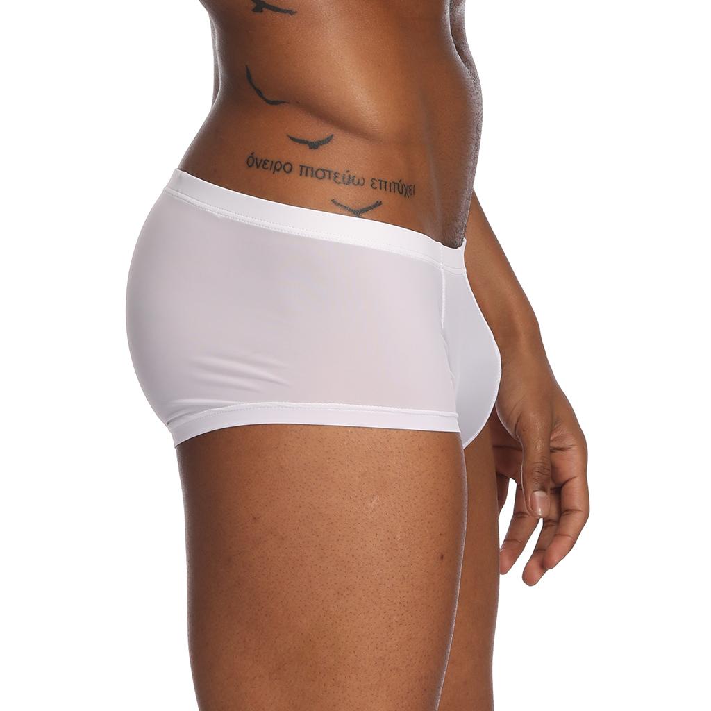 Men Soft Underwear Shorts Mesh Solid Boxer Briefs Trunks Pants Sexy Lingerie