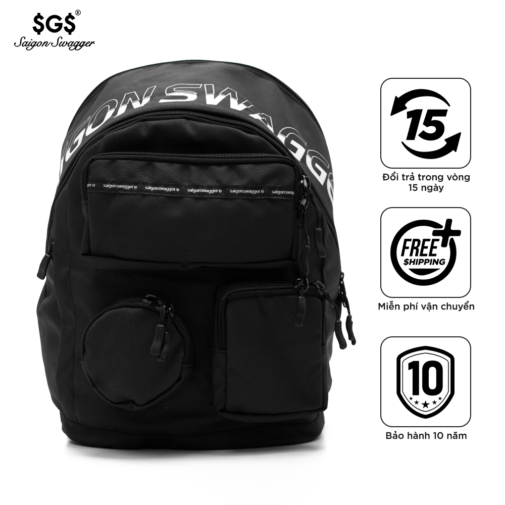 Balo Oval Backpack Saigon Swagger SGS - Balo Laptop Thời trang thiết kế phản quang, Chất liệu Polyester tráng PU cao cấp, trượt nước chống thấm nước, Ngăn chống sốc riêng biệt, Nhiều ngăn, Balo Học sinh