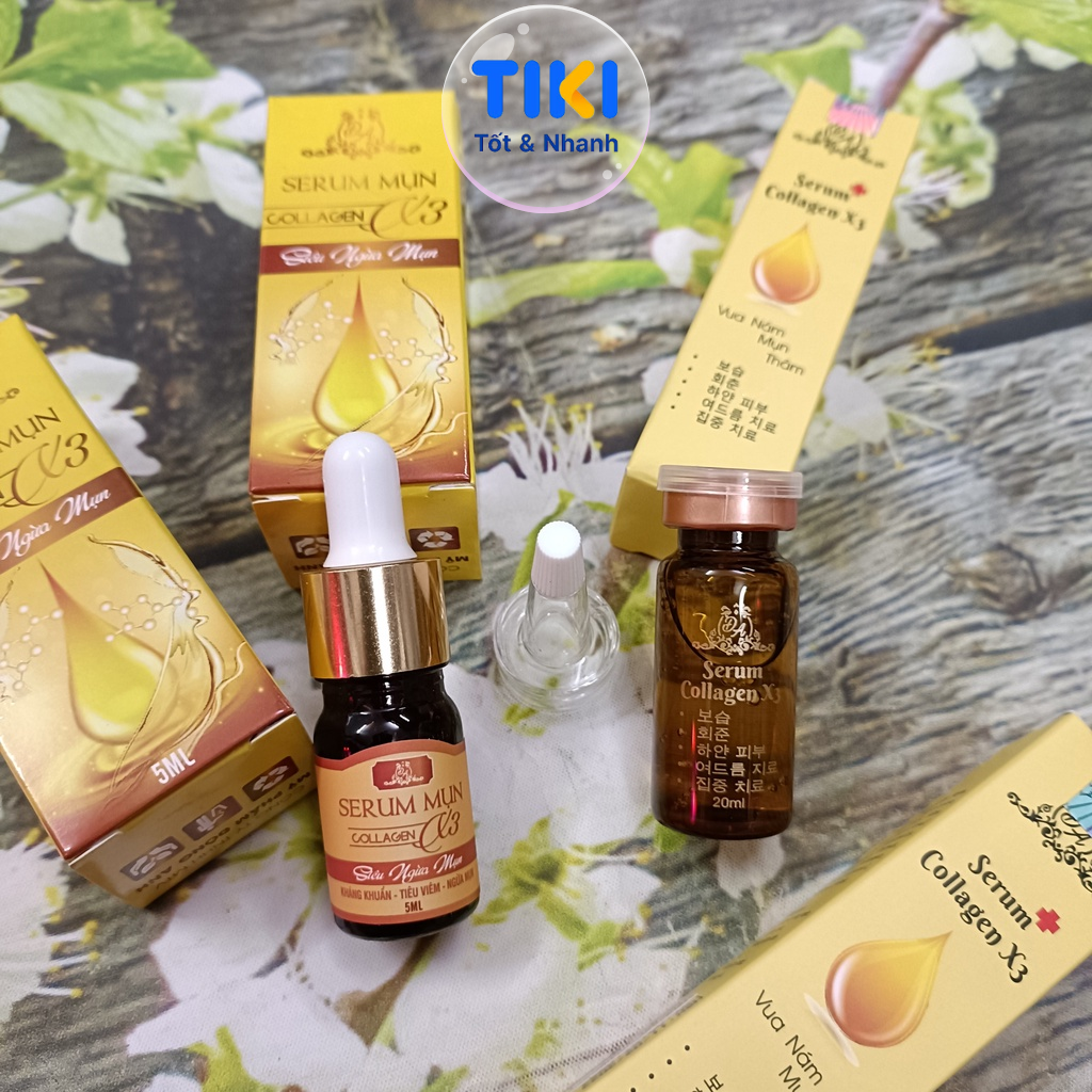 Serum Mụn Collagen X3 Serum Dưỡng Giảm Mụn Kiềm Dầu Đông Anh Chính Hãng 5ml