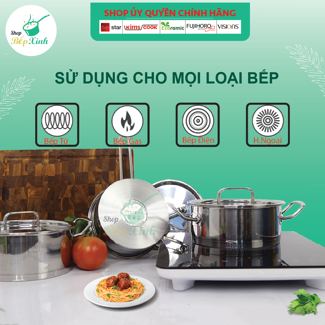 Bộ nồi Fivestar FS-B3021 Standard 3 đáy bếp từ 3 món nắp inox