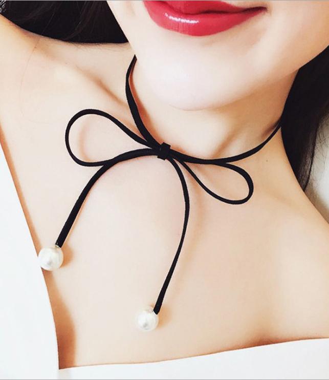Vòng cổ choker tattoo V67 dây dài đính hạt