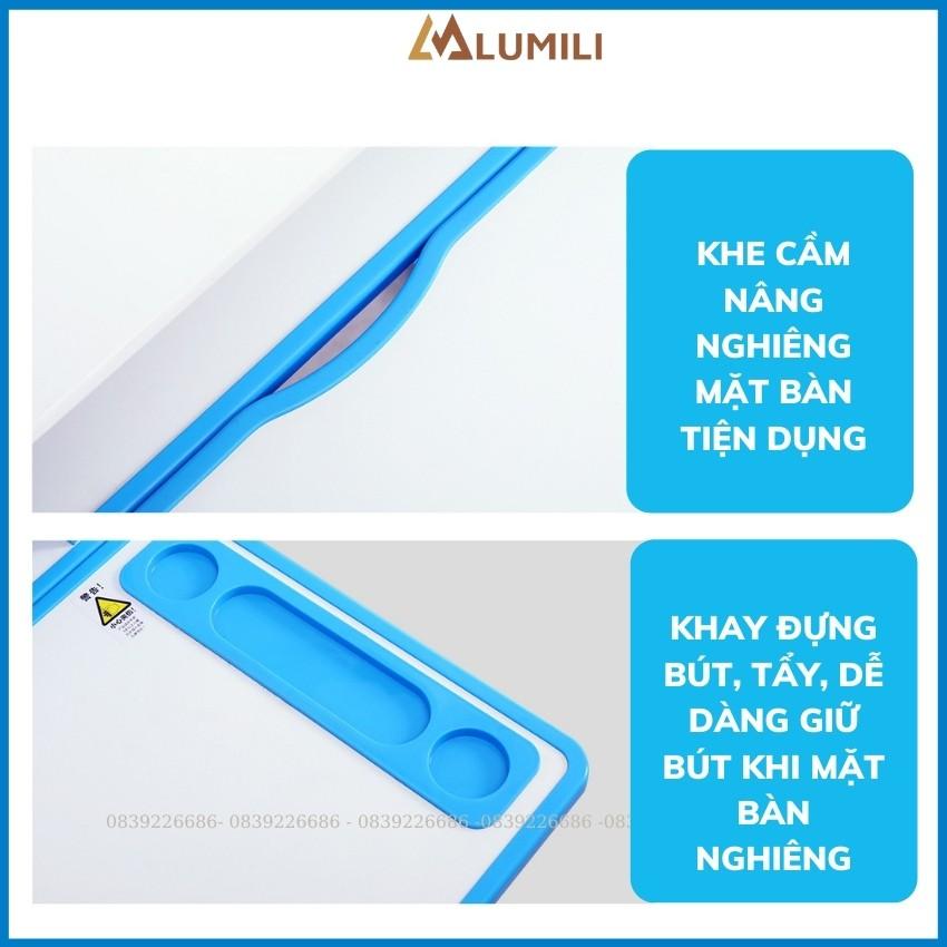 bộ bàn học chống gù chống cận bàn học thông minh lumili R12 có giá sách size 80cm