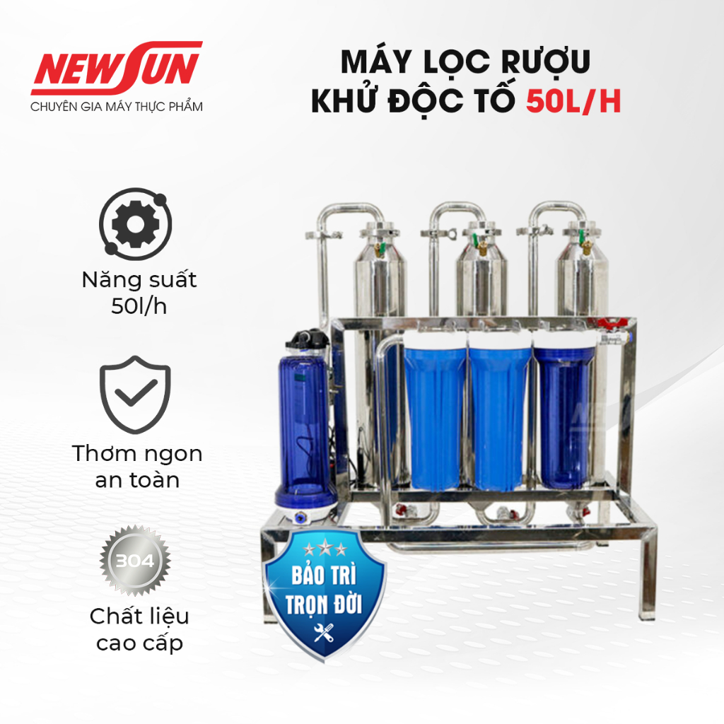 Máy lọc rượu khử độc tố 50l/h NEWSUN - Hàng chính hãng