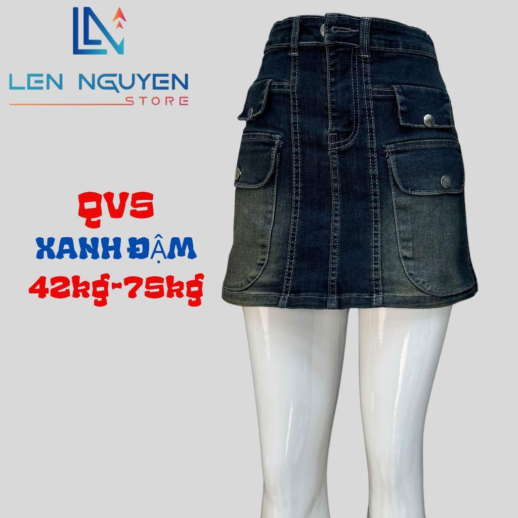QV5_Quần jean nữ, quần váy, lưng cao, quần bò nữ dáng ôm, quần rin nữ có big size, cho 42kg đến 75kg,LEN NGUYEN STORE - Xanh Đậm
